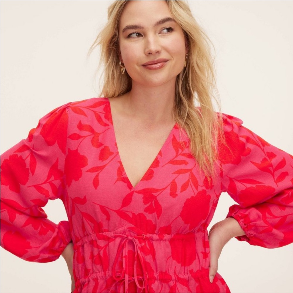 XS, S, M - Kate spade x target women’s classic rose linen Maxi Dress - Picture 6 of 13